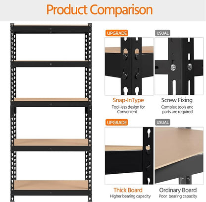 Topeakmart 2 PCS 5-Tier Utility Shelves, Metal Storage Shelves Garage Shelving - Image 8