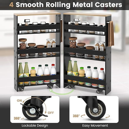 Slim Rolling Storage Cart, 4 Tier Narrow Kitchen Cart - Image 4