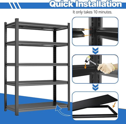 PRESTELION 63" H Metal Shelving 5 Tier Garage Shelving Unit 3500LBS Adjustable - Image 7