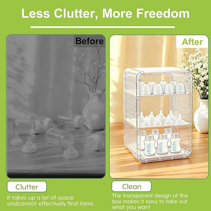Baby Bottle Organizer, 3/4 Tier Bottles Storage Organizers, Pump Parts - Image 4