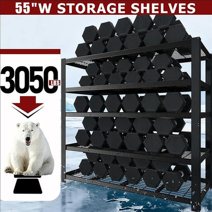Heavy Duty Garage Shelving, 5-Tier Storage Shelves, 3050LBS Capacity Industrial - Image 4