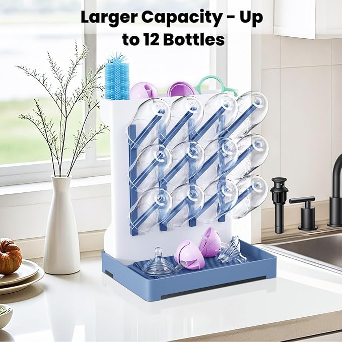 Baby Bottle Drying Rack: Vertical Space Saving Large Bottles Holder - Image 2