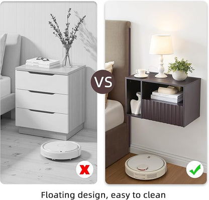 Modern Espresso Fluted Floating Nightstand - Image 5