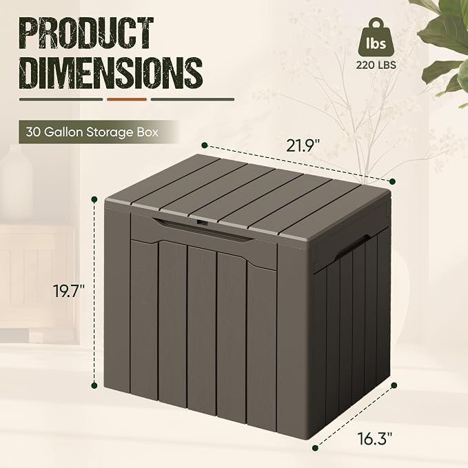 Flamaker Deck Box 30 Gallon, Waterproof Resin Small Storage Box - Image 6