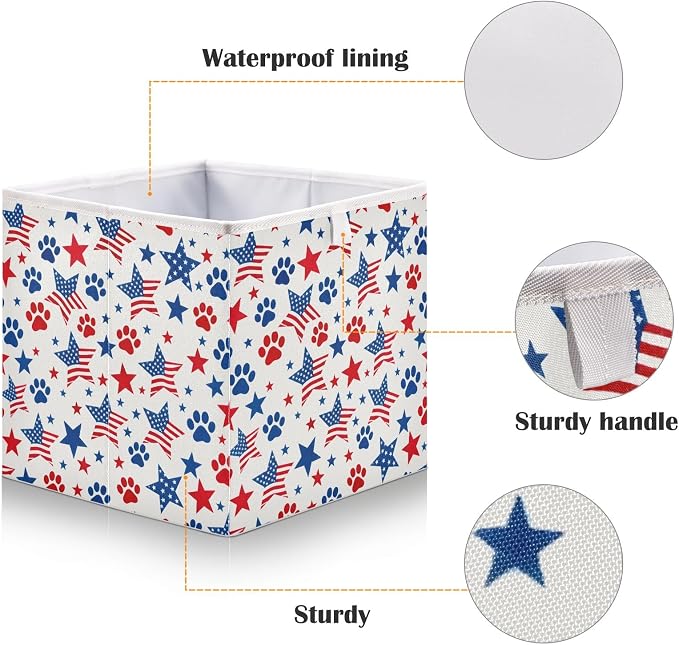 Flag Dog Paw Stars Pattern Closet Organizers Storage Cubes Storage Bins Shelf - Image 4