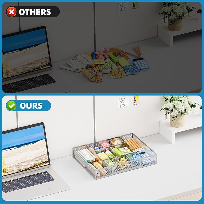 Marbrasse Expandable Desk Drawer Organizer, Mesh Tray - Image 8