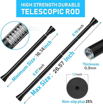 MEXAU 1 Pack Black Shower Curtain Rod 18 To 26 Inch Tension Shower Rod - Image 2