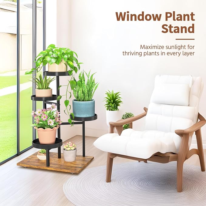 LASZOLA Black 4 Tier Plant Stand Indoor Heavy Duty Rack - Image 2