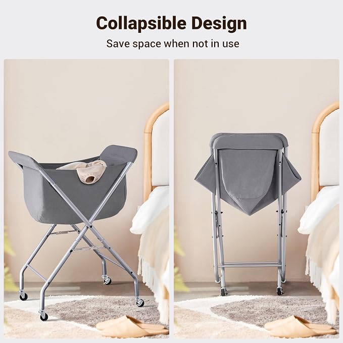 ELYKEN Laundry Basket with Wheels, Collapsible Laundry Hamper, Foldable Design - Image 5