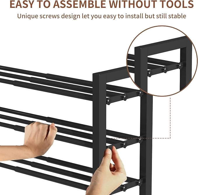 Upgraded 3-Tier Expandable Shoe Rack, Adjustable Shoe Shelf Storage Organizer - Image 5