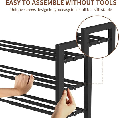 Upgraded 3-Tier Expandable Shoe Rack, Adjustable Shoe Shelf Storage Organizer - Image 5