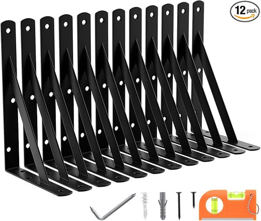 12-Pack 9 Inch Heavy Duty Shelf Brackets, Large Floating Wall Bracket by FinestHomeDecor