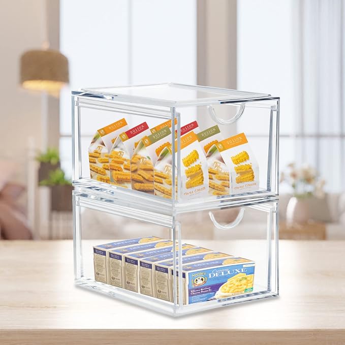 2 Pack Stackable Cosmetic Organizer Drawers, Plastic Storage Bins Vanity - Image 5