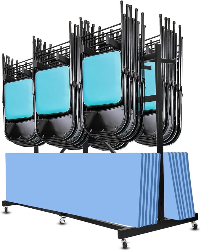 Folding Chair Rack, Heavy Duty Folding Chair Storage Rack Cart, 42 Chairs and by Unknown
