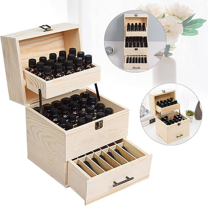 3 Tiers Essential Oil Storage Box, Wooden Perfume Bottle Display Organizer Case - Image 3