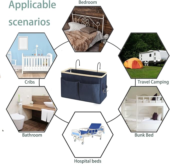 Bedside Caddy Bedside Hanging Storage Basket Multi-Function Organizer Caddy - Image 4