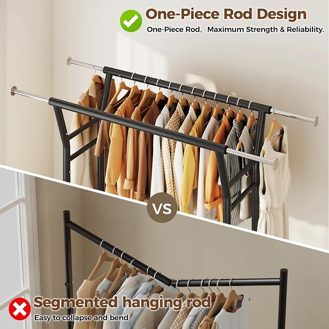 HYSEYY Heavy Duty Clothes Rack, Rolling Clothing Rack - Image 7