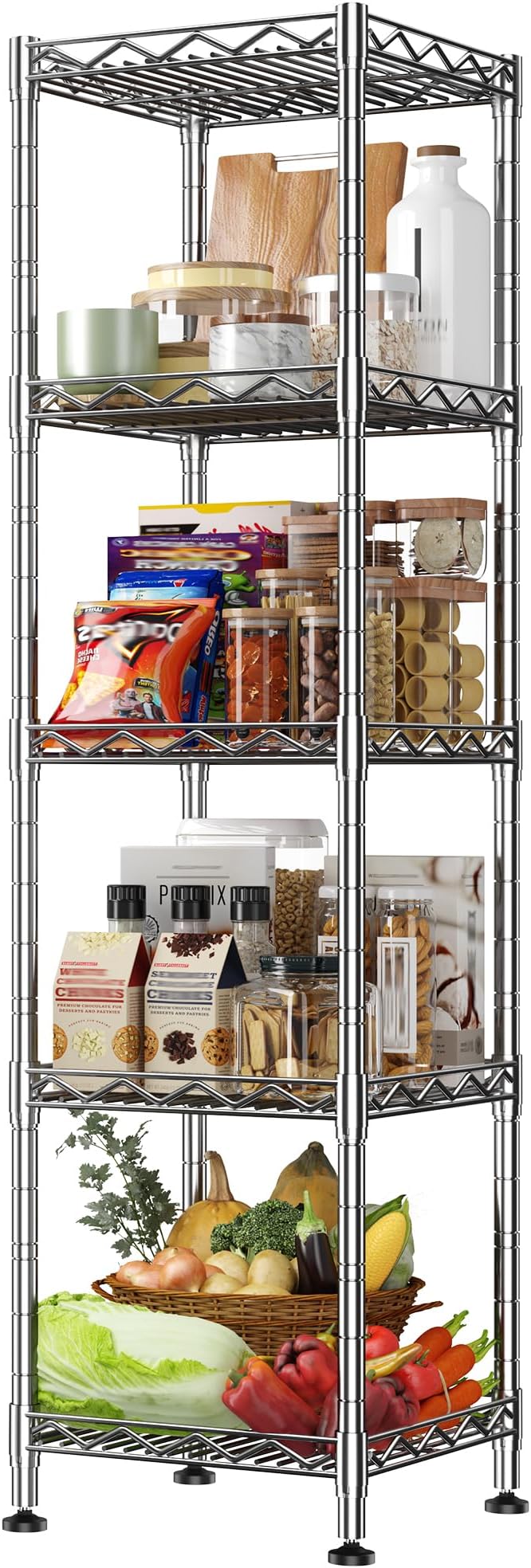 5 Wire Shelving Metal Shelves Storage Rack:Adjustable Storage Shelves Standing by Durayloly