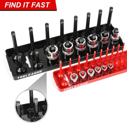 TOOLEAGUE 9Pcs Socket Organizer Tray and Magnetic Wrench Holder Set, 3/8" - Image 6
