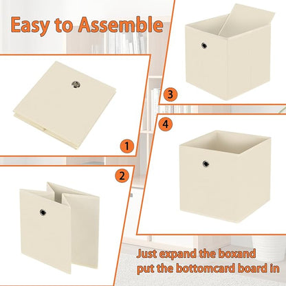Foldable Storage Cubes Bins, 11 Inch Cloth Storage Cube Fabric Storage Box - Image 6