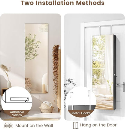 LDAILY 47” LED Jewelry Armoire, Door/Wall Mounted Mirror - Image 6