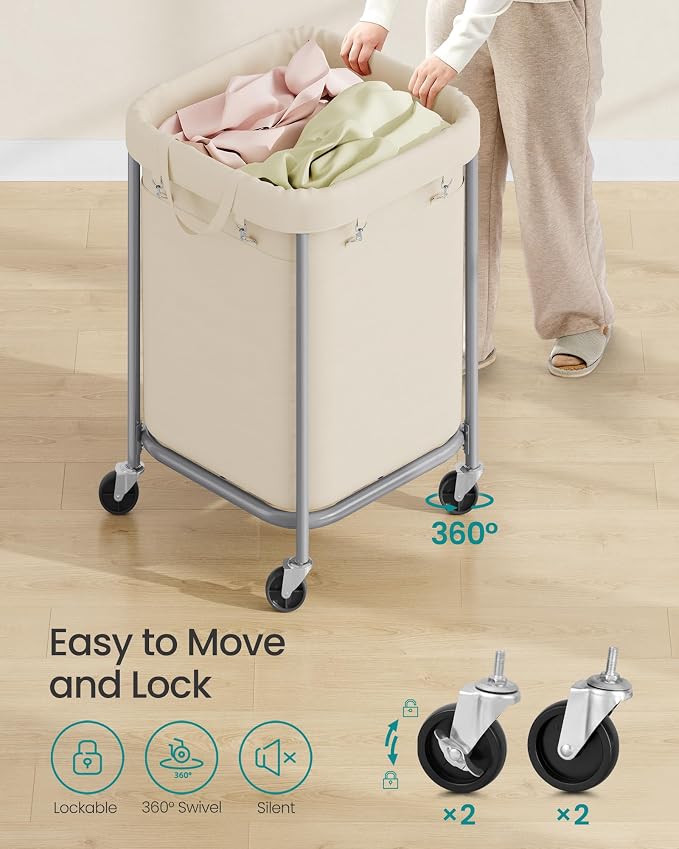 SONGMICS Laundry Basket, Rolling Steel Frame - Image 6