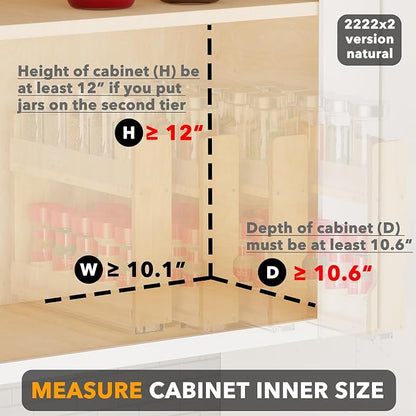 SpaceAid Bamboo Pull Out Spice Rack Organizer - Image 4