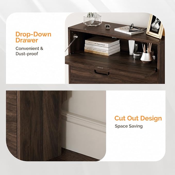 VINGLI Set of 2 Walnut Shoe Cabinet - Image 6