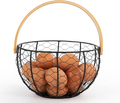 Farmhouse Wire Egg Basket for Gathering Fresh Eggs by Hunstire