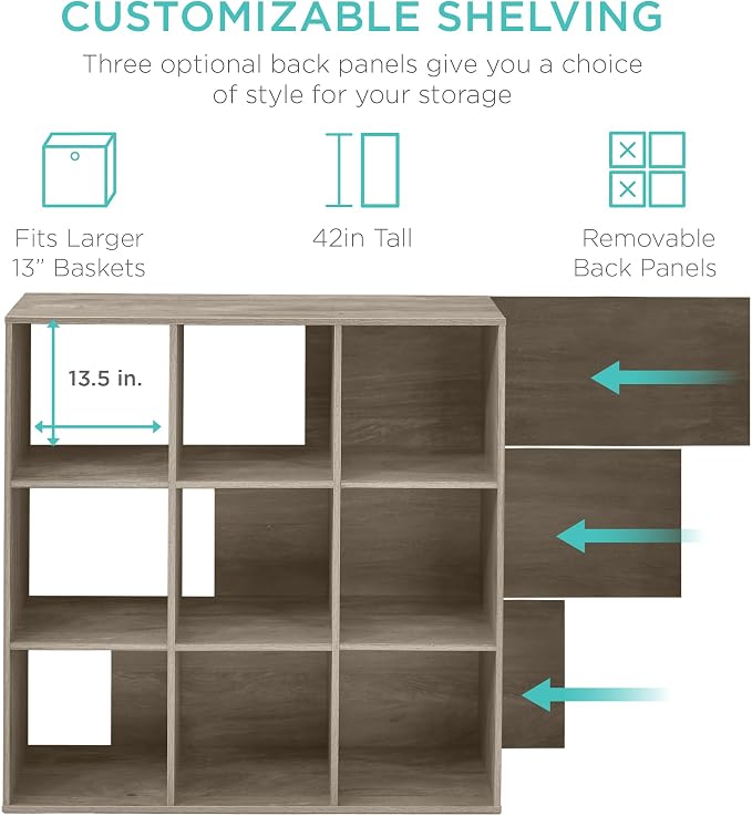 Best Choice Products 9-Cube Storage Organizer, 13.5in Shelf Opening, Display - Image 3