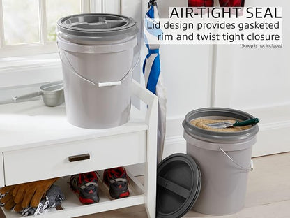 Mighty Tuff 5 Gallon / 21 Pound Pet Food Storage Container, Light Grey Base & - Image 4
