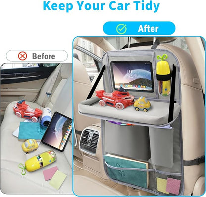 Car Backseat Organizer with Tablet Holder, 6 Storage Pockets Foldable Table - Image 6