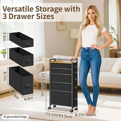 LASZOLA Narrow Cabinet Slim Storage Cart - Image 2