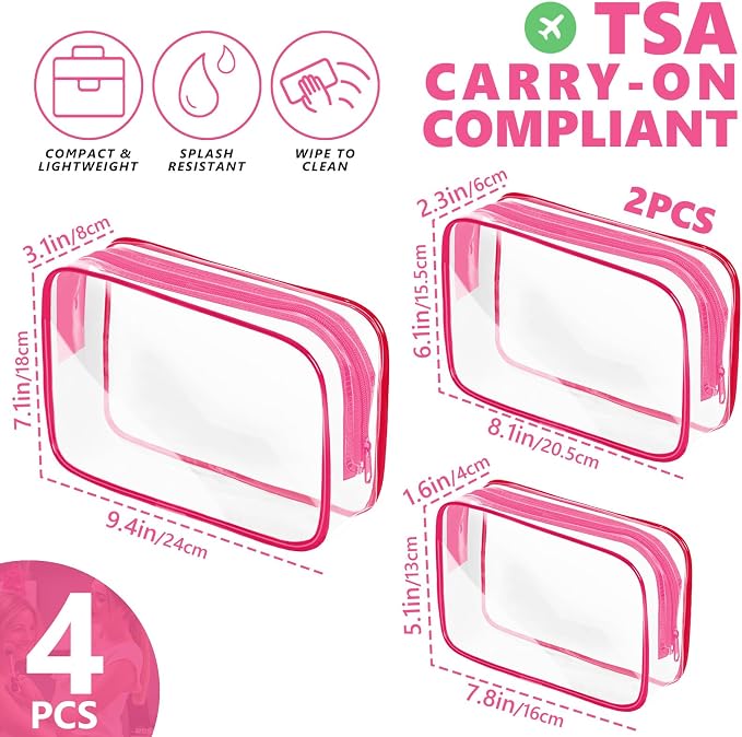 AURUZA Clear Makeup Bag, Portable Travel Toiletry Bags - Image 2