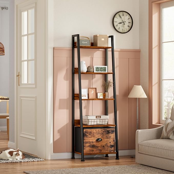 Furologee Ladder Shelf, 5 Tier Bookshelf - Image 2