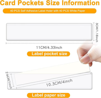 40 PCS Index Card Pockets, Self Adhesive Card Pockets - Image 2