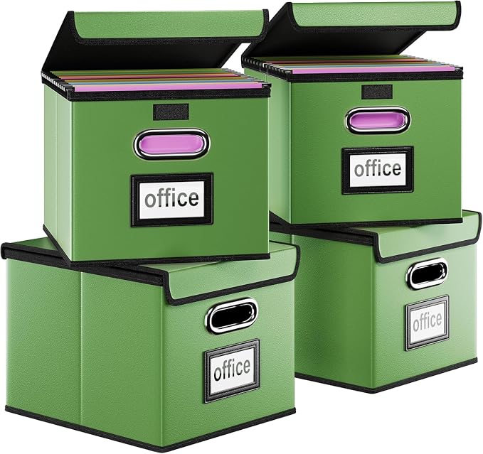 File Organizer Box with Lids, Collapsible File Folder Organizer | File Box with by Huolewa