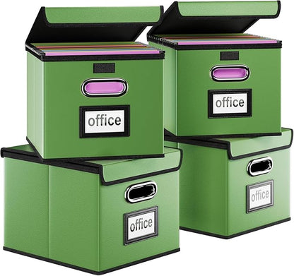 File Organizer Box with Lids, Collapsible File Folder Organizer | File Box with by Huolewa