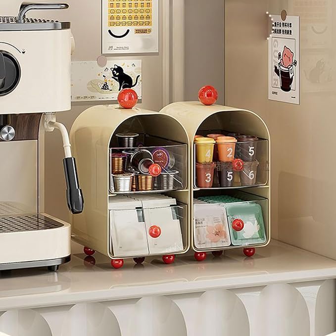 Multi-Compartment Tray for Coffee Pods & Tea Bags Space-Saving Kitchen/Desktop - Image 9