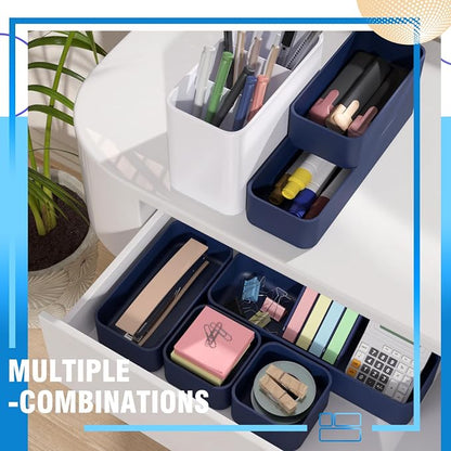 11-Piece Stackable Drawer Organizer Set, Stationery, Utensils in Bathroom - Image 8
