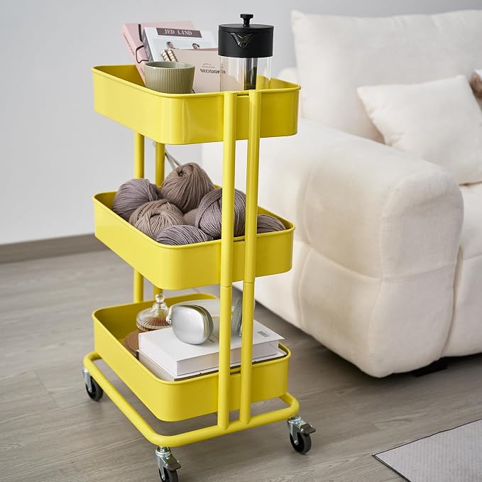 3 Tier Rolling Cart Metal Heavy Duty Utility Cart - Image 7