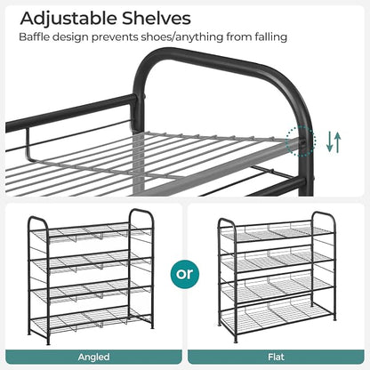 SONGMICS Stackable Shoe Rack, 4 Tier Metal Shoes Rack Storage Shelf, Holds up - Image 9