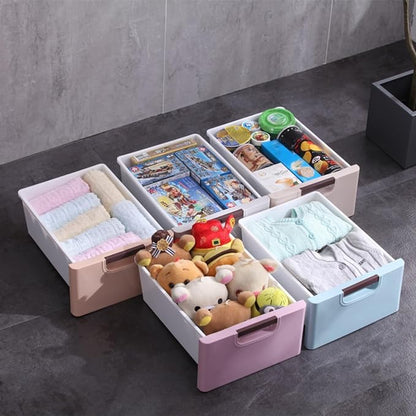 5 Drawers Stackable Storage Drawers Plastic Storage Drawers Collapsible Storage - Image 2