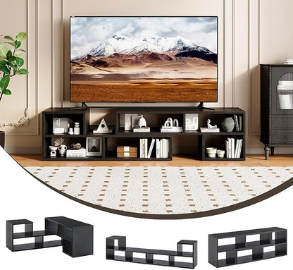 Black L-Shaped Modular Bookshelf TV Stand by Japovker