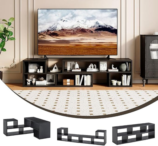 Black L-Shaped Modular Bookshelf TV Stand by Japovker