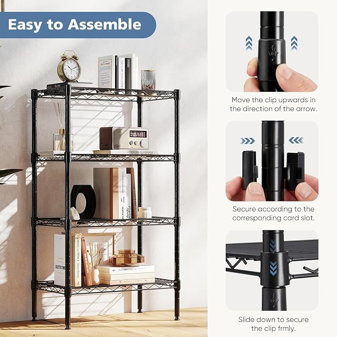 HealSmart 4-Tier Metal Wire Storage Shelves, Adjustable Standing Storage Rack - Image 6