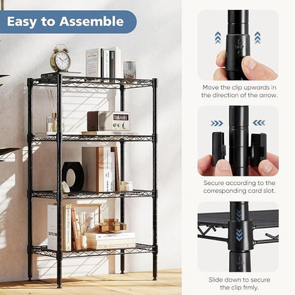 HealSmart 4-Tier Metal Wire Storage Shelves, Adjustable Standing Storage Rack - Image 6