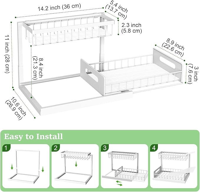REALINN Under Sink Organizer, Pull Out Cabinet Organizer 2 Tier Slide Out Sink - Image 2
