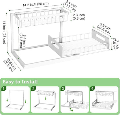 REALINN Under Sink Organizer, Pull Out Cabinet Organizer 2 Tier Slide Out Sink - Image 2
