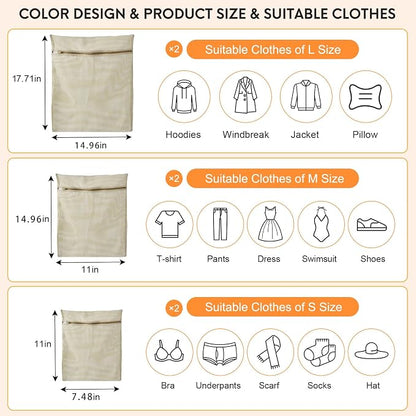 6-Piece Bag, Durable Cotton Mesh Laundry Bag, Sturdy Zipper, Breathable Mesh - Image 4
